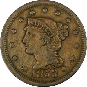 1853 Braided Hair Large Cent - XF