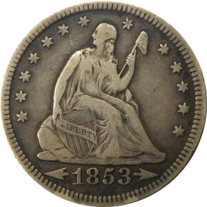 1853 Arrows & Rays Seated Liberty Quarter - VF