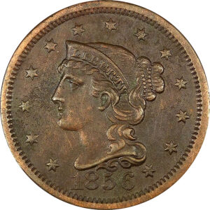 1856 Upright 5 Braided Hair Large Cent - XF