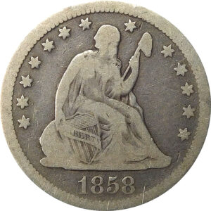1858 Seated Liberty Quarter - VG