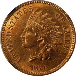 1873 MPD Open 3 Indian Head Cent (VP-004) - NGC MS 62 Red-Brown - CAC