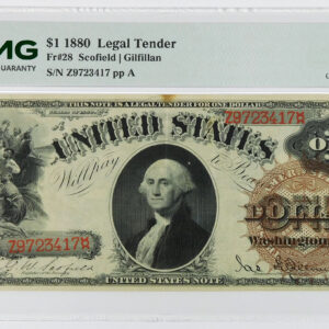 1880 $1 Legal Tender U.S. Note - Fr#28 - PMG 35 Choice Very Fine