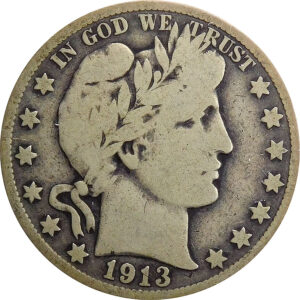 1913-S Barber Half Dollar - VG