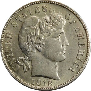 1916-S Barber Dime - AU 58