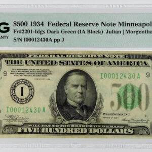 1934 $500 Federal Reserve Note Minneapolis - Fr#2201-Idgs - PMG 40 Extremely Fine