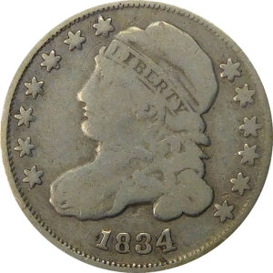 1834 Large 4 Capped Bust Dime - VG