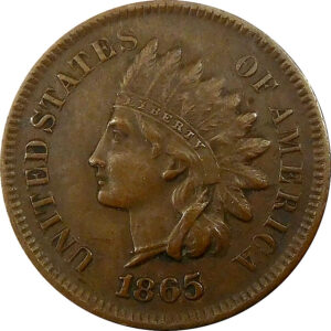 1865 Fancy 5 Indian Head Cent - XF