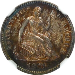 1871 Seated Liberty Half Dime - NGC MS 64 - Toning