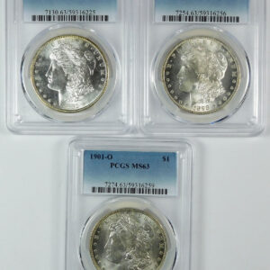 1881-S, 1898-O & 1901-O Morgan Silver Dollar Set - PCGS MS 63