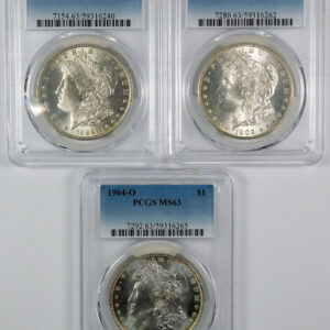 1884-O, 1902-O & 1904-O Morgan Silver Dollar Set - PCGS MS 63