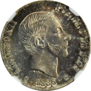 1885 Philippine Silver 10 Centavos - NGC MS 66