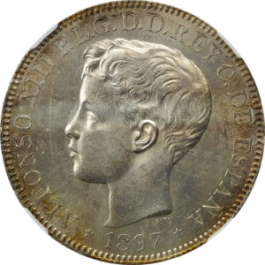 1897 Philippine Silver Peso - NGC MS 61