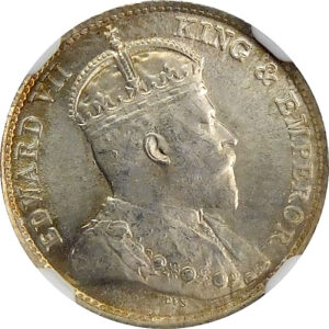 1903 Hong Kong Silver 5 Cents - NGC MS 65