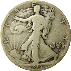 1916-D Obverse Mint Mark Walking Liberty Half Dollar - VG
