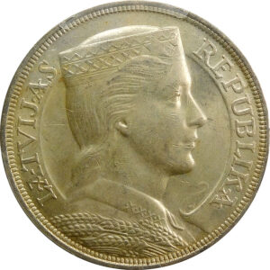 1931 Latvia Silver 5 Lati - PCGS MS 62