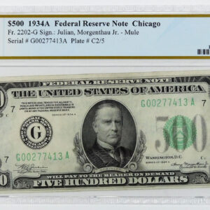 1934A $500 Federal Reserve Note Chicago - Fr#2202-G - PCGS 53 About Uncirculated