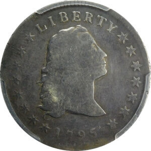 1795 3 Leaves Flowing Hair Silver Dollar - PCGS Genuine VG Detail - Cleaned