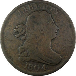 1804 Plain 4 no Stems Draped Bust Half Cent - VG