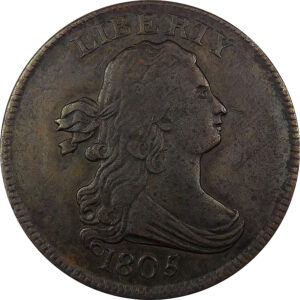 1805 No Stems Draped Bust Half Cent - VF+