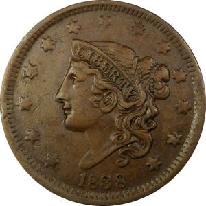 1838 Coronet Head Large Cent - XF 45