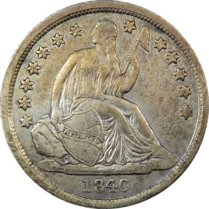 1840 No Drapery Seated Liberty Dime - VF+
