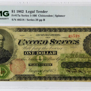 1862 $1 Legal Tender U.S. Note - Fr#17a - PMG 20 Very Fine