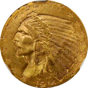 1914-D $2.5 Gold Indian Head Quarter Eagle - NGC MS 64