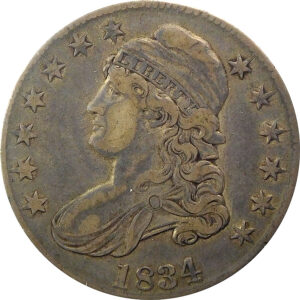 1834 Large Date, Small Letters Capped Bust Half Dollar - VF