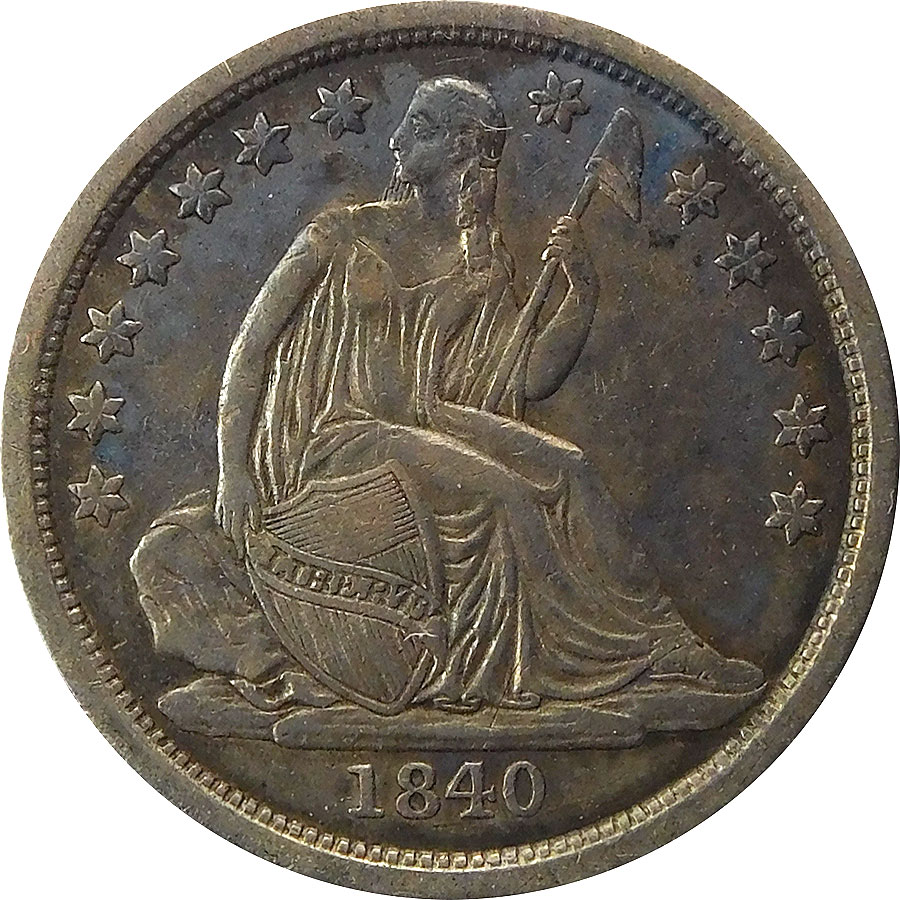 1840 No Drapery Seated Liberty Dime - AU