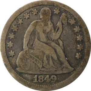 1849 Seated Liberty Dime - VF