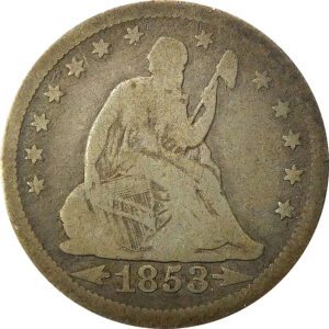 1853 Arrows & Rays Seated Liberty Quarter - VG