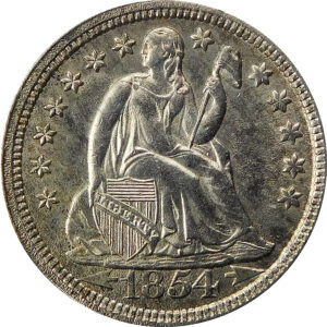 1854 Arrows Seated Liberty Dime - MS 61