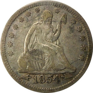 1854 Arrows Seated Liberty Quarter - XF 40