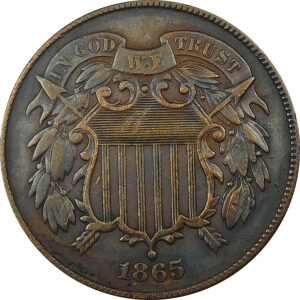 1865 Fancy 5 Two-Cent Piece - XF