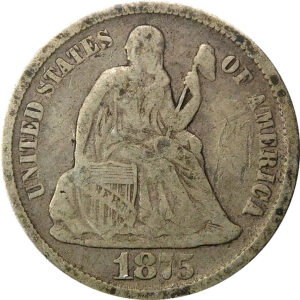 1875-CC Below Bow Seated Liberty Dime - VF