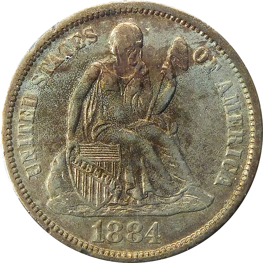 1884 Seated Liberty Dime - XF