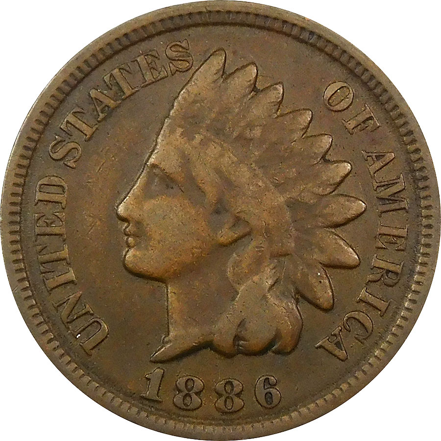 1886 Ty2 Indian Head Cent - VF