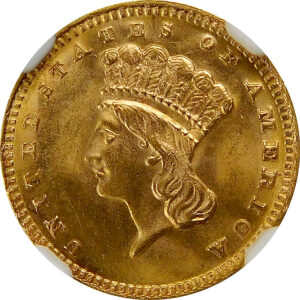 1889 $1 Gold Indian Princess Head Dollar - NGC MS 65