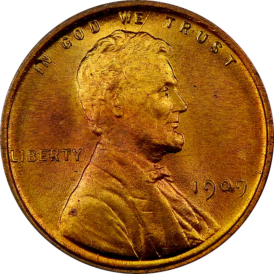 1909 VDB Lincoln Wheat Cent - MS 64 Red-Brown