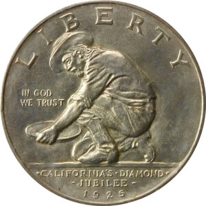 1925-S California Diamond Jubilee Commemorative Silver Half Dollar - AU 58