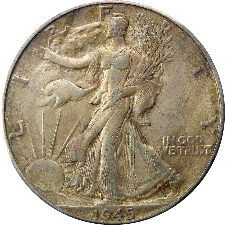 1945-D Walking Liberty Half Dollar - AU 58