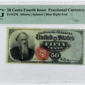 50 Cents U.S. Fractional Currency - Fourth Issue - Fr#1376 - PMG 65 Gem Uncirculated EPQ