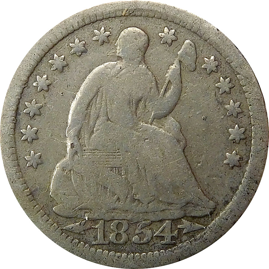 1854 Arrows Seated Liberty Half Dime - VG