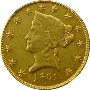 1861 $10 Gold Clark-Gruber - Colorado - NGC AU 50