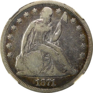 1871 Seated Liberty Silver Dollar - NGC Fine Details - Cleaned