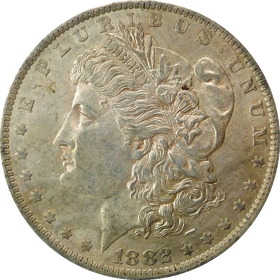 1882-O/S Weak Morgan Silver Dollar - AU