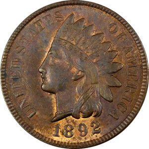 1892 Indian Head Cent - AU 58