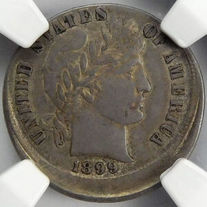 1899 Barber Dime - NGC Mint Error XF Details - Struck 15% Off Center - Cleaned