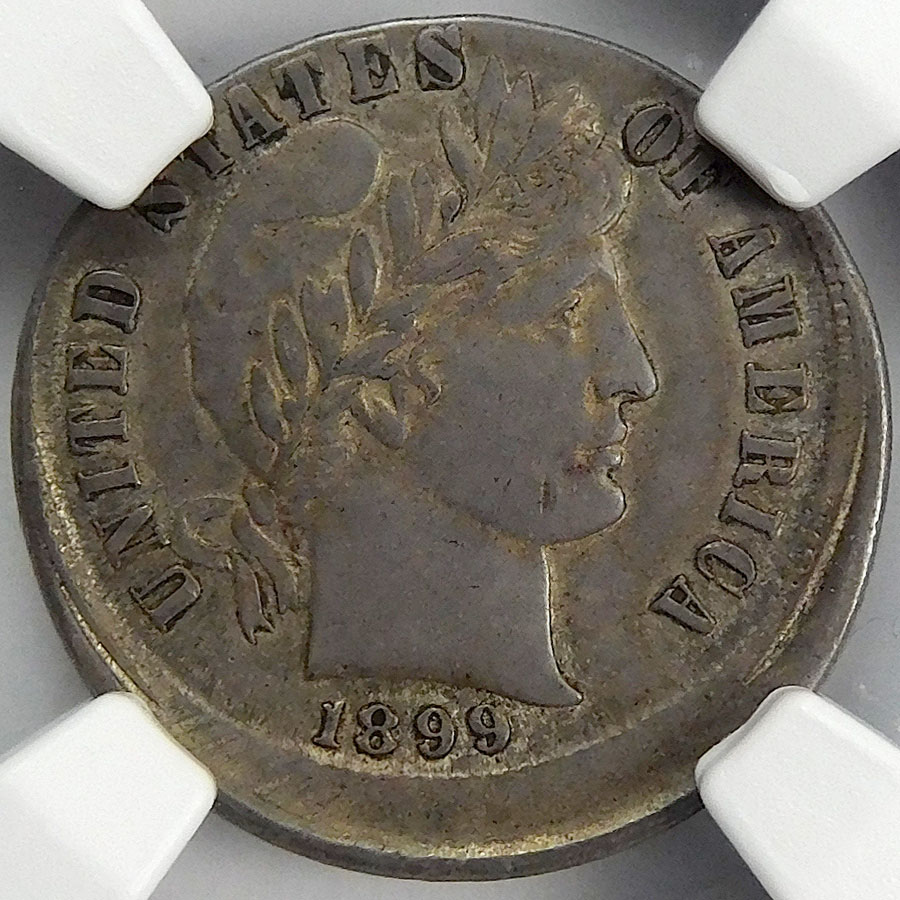 1899 Barber Dime - NGC Mint Error XF Details - Struck 15% Off Center - Cleaned