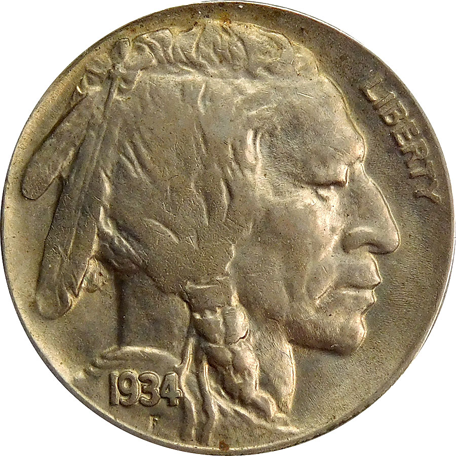 1934-D Buffalo Nickel - AU 58